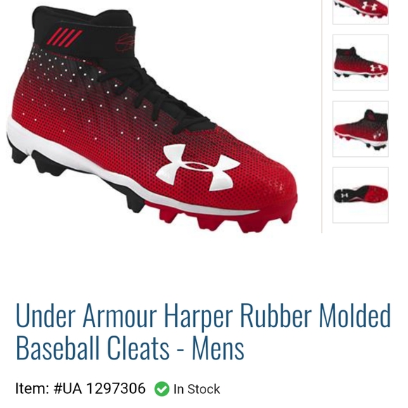 Bryce Harper Baseball Under Armour Red Cleat shoes - Picture 7 of 7